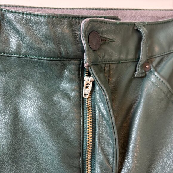 Express Faux Leather Pants Forest Green Slim Fit High Rise Size 8 - Picture 5 of 7